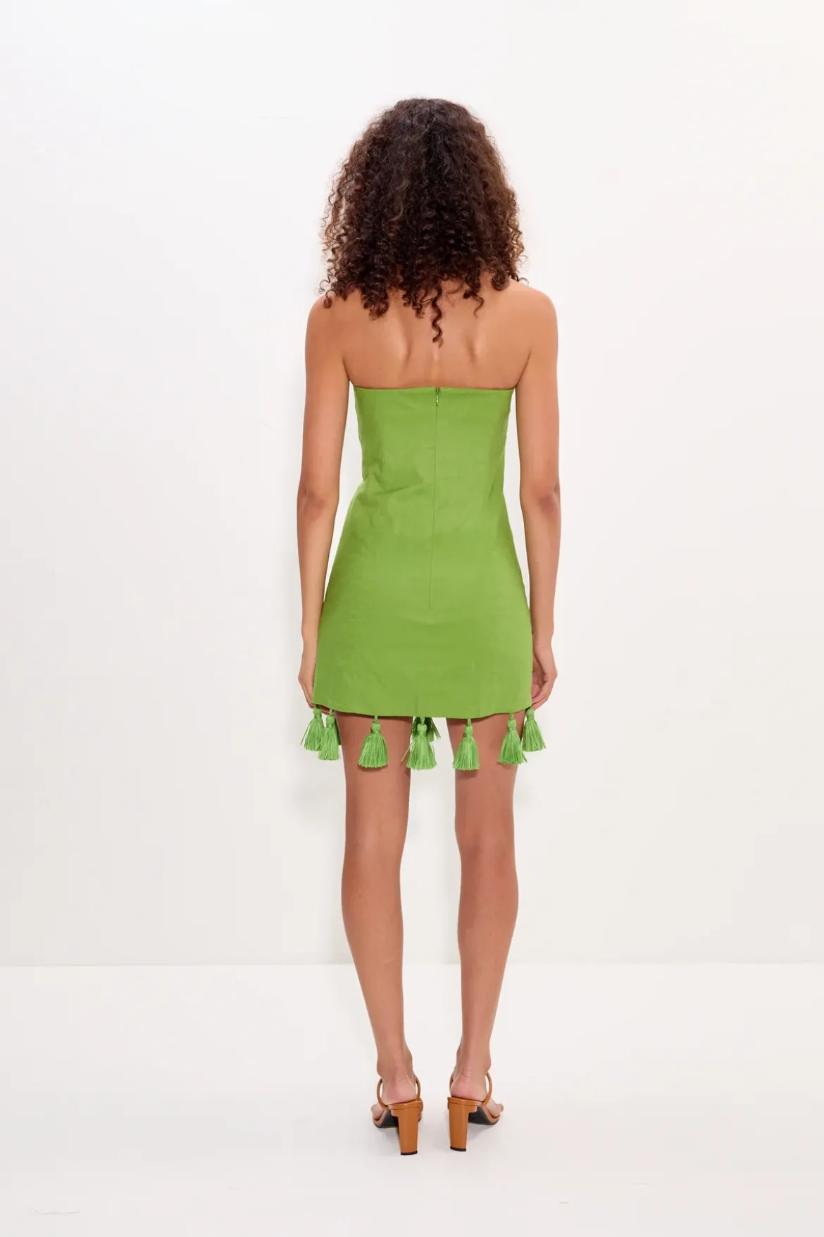 Freyafreya linen tassel mini dress