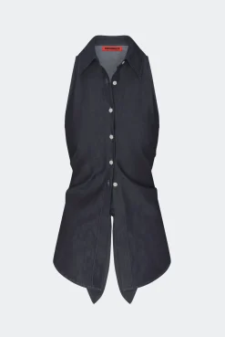 Lochloch sleeveless chambray button up