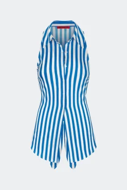 Lochloch striped sleeveless poplin button up