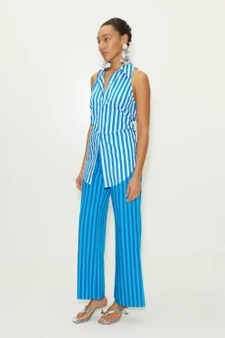 Lochloch striped sleeveless poplin button up