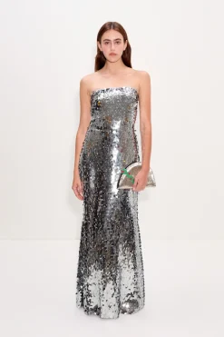 Sculptysculpty strapless sequin dress